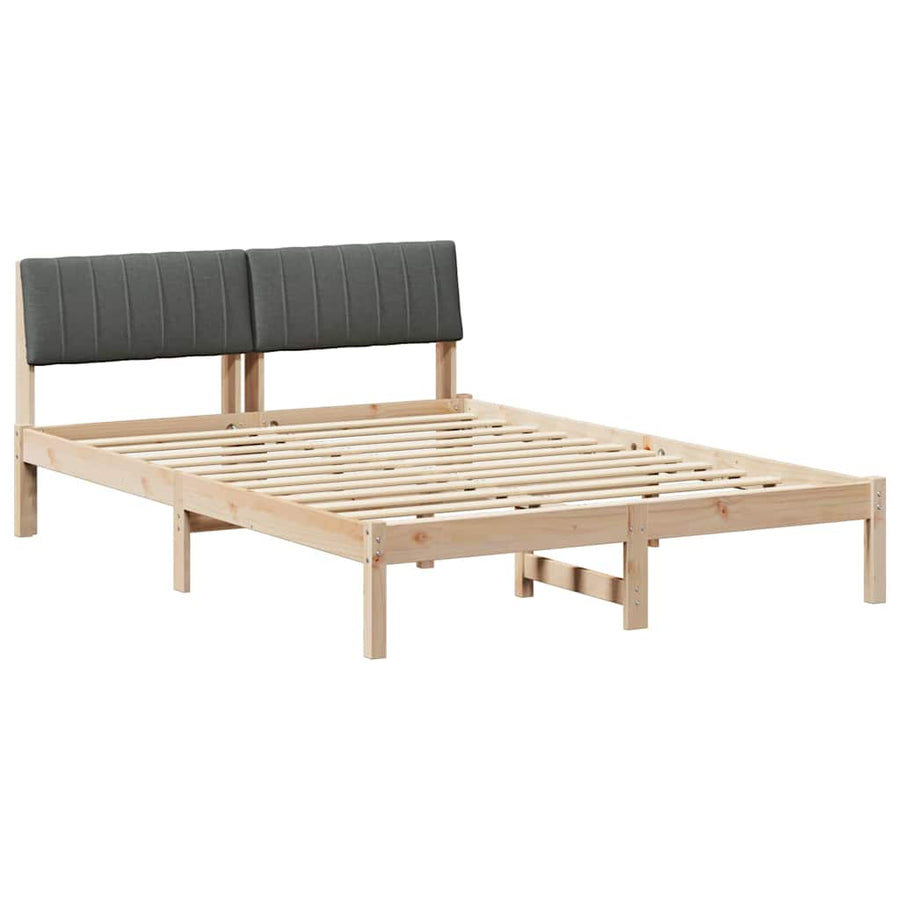Bed frame Brown and dark grey 135 x 190 cm Solid pine wood