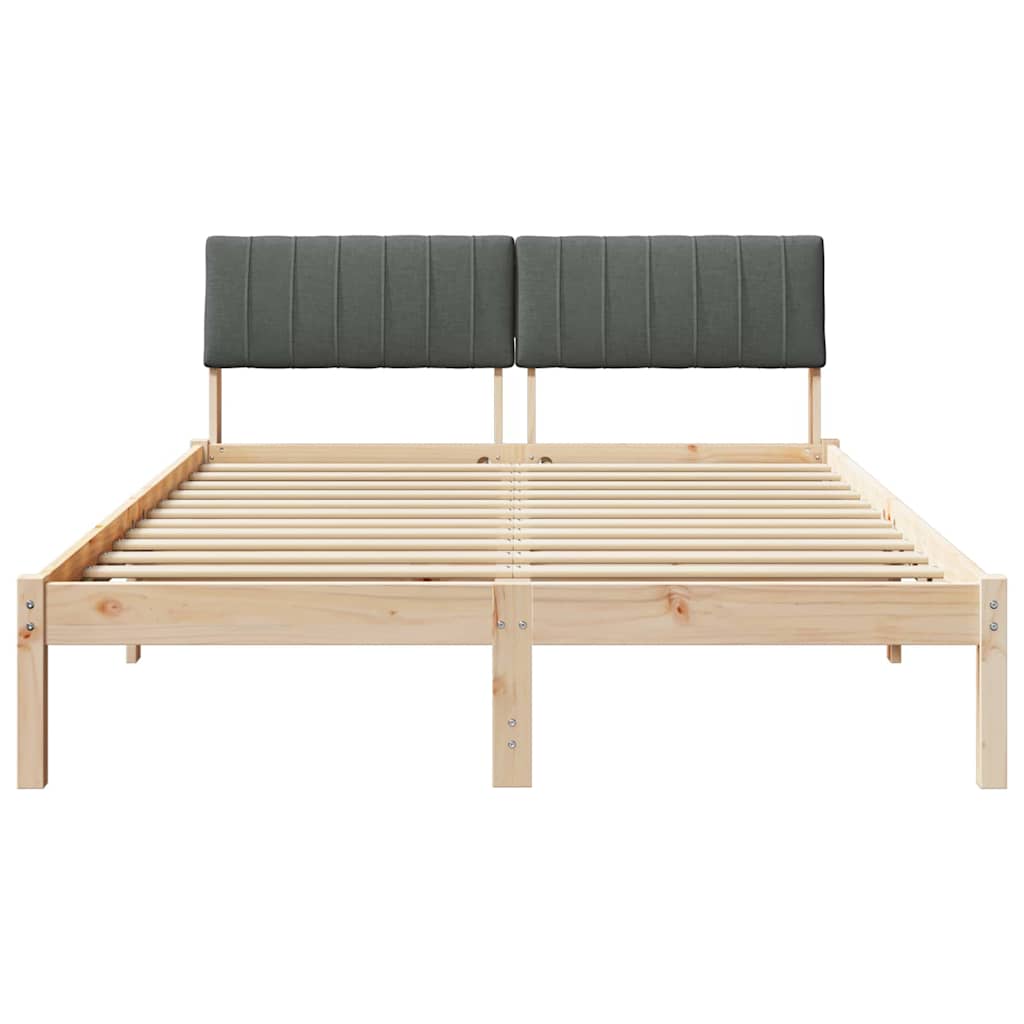 Bed frame Brown and dark grey 135 x 190 cm Solid pine wood