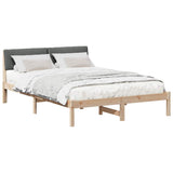 Bed frame Brown and dark grey 135 x 190 cm Solid pine wood - Side View