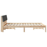 Bed frame Brown and dark grey 135 x 190 cm Solid pine wood - Rear View