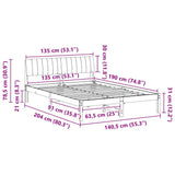 Bed frame Brown and dark grey 135 x 190 cm Solid pine wood - Extra Image