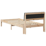 Bed frame Brown and dark grey 90 x 190 cm Solid pine wood - Close-Up Angle