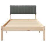 Bed frame Brown and dark grey 90 x 190 cm Solid pine wood - 45-Degree Angle