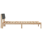 Bed frame Brown and dark grey 90 x 190 cm Solid pine wood - Rear View