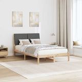 Bed frame Brown and dark grey 135 x 190 cm Solid pine wood - Top-Down View