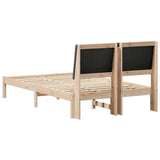 Bed frame Brown and dark grey 135 x 190 cm Solid pine wood - Close-Up Angle