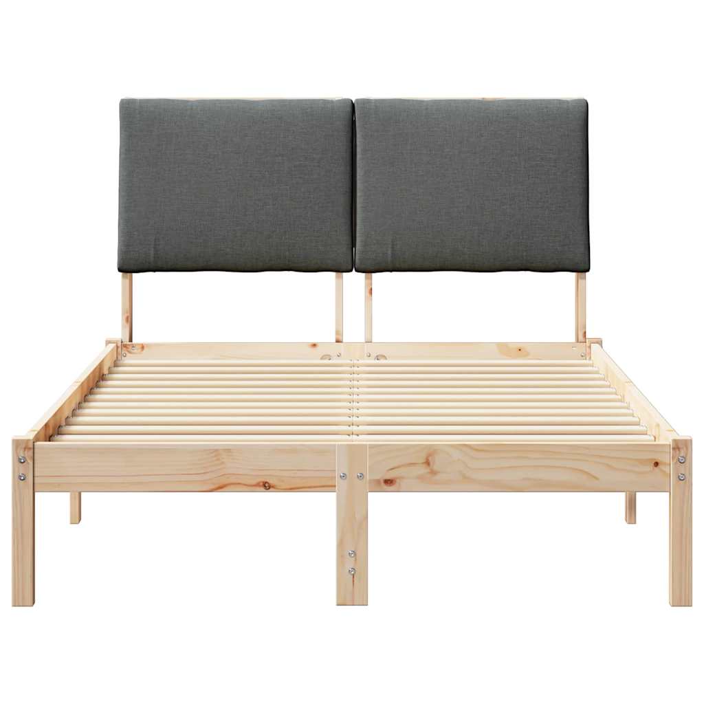 Bed frame Brown and dark grey 135 x 190 cm Solid pine wood
