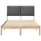 Bed frame Brown and dark grey 135 x 190 cm Solid pine wood
