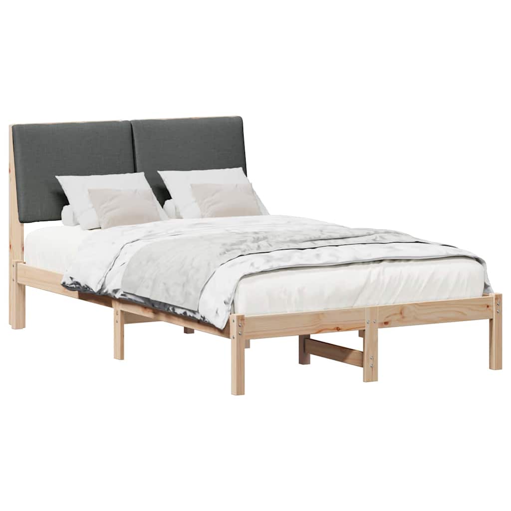 Bed frame Brown and dark grey 135 x 190 cm Solid pine wood