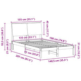 Bed frame Brown and dark grey 135 x 190 cm Solid pine wood