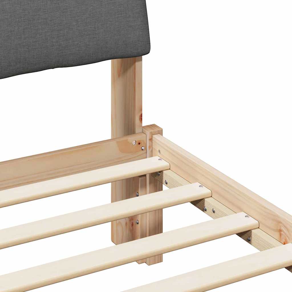 Bed frame Brown and dark grey 90 x 190 cm Solid pine wood