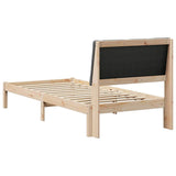 Bed frame Brown and dark grey 90 x 190 cm Solid pine wood - Close-Up Angle