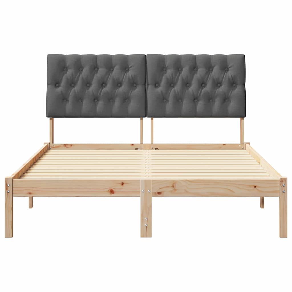 Bed Frame with Upholstered Headboard Brown 135 x 190 cm