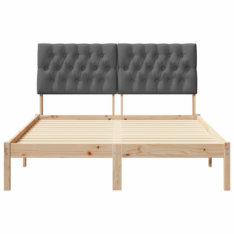 Bed Frame with Upholstered Headboard Brown 135 x 190 cm