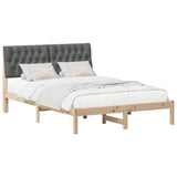 Bed Frame with Upholstered Headboard Brown 135 x 190 cm - Side View