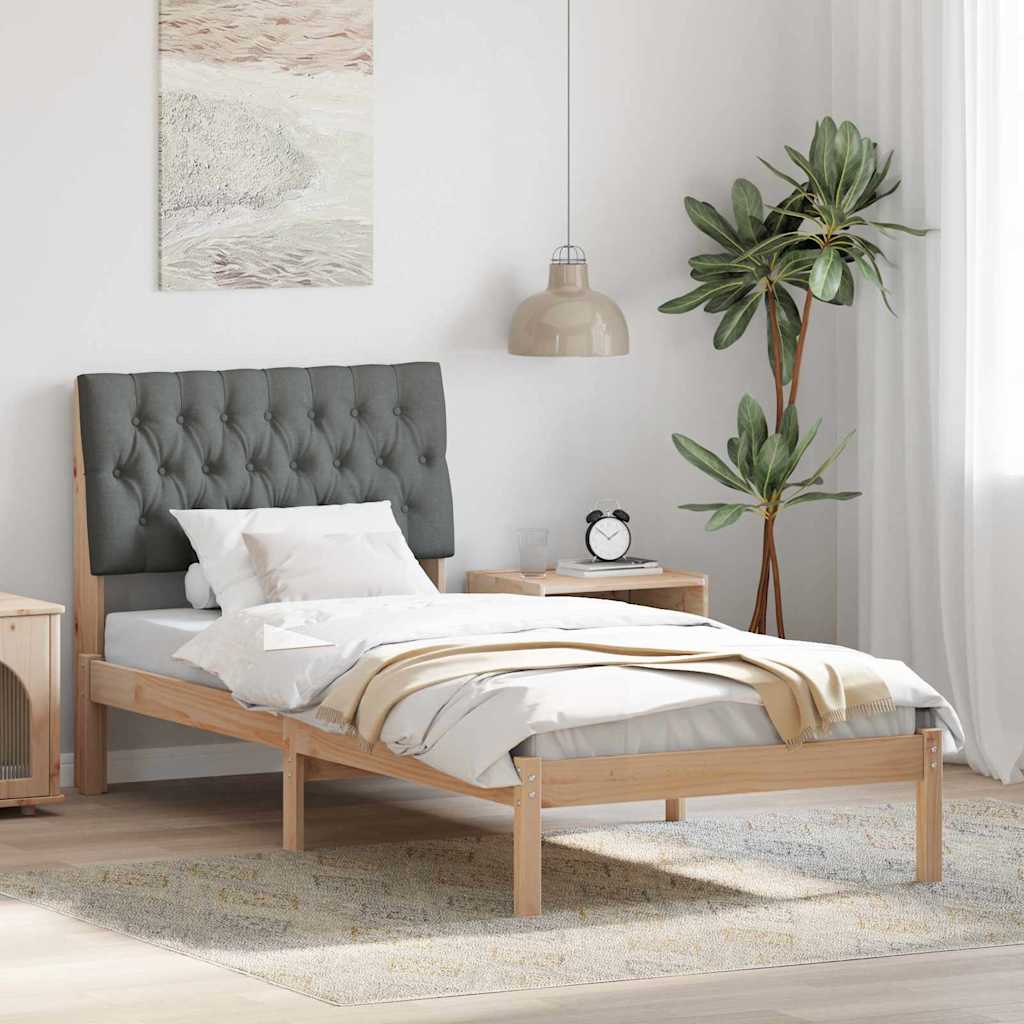 Bed Frame with Upholstered Headboard Brown 90 x 190 cm