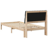 Bed Frame with Upholstered Headboard Brown 90 x 190 cm - Close-Up Angle