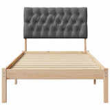 Bed Frame with Upholstered Headboard Brown 90 x 190 cm - 45-Degree Angle
