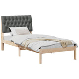 Bed Frame with Upholstered Headboard Brown 90 x 190 cm
