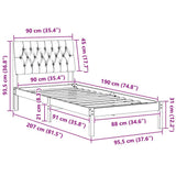 Bed Frame with Upholstered Headboard Brown 90 x 190 cm