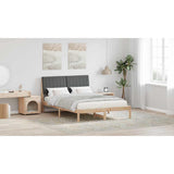 Bed Frame with Headboard Brown 135 x 190 cm Solid Pine Wood - Low Angle