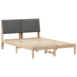 Bed Frame with Headboard Brown 135 x 190 cm Solid Pine Wood - Front View
