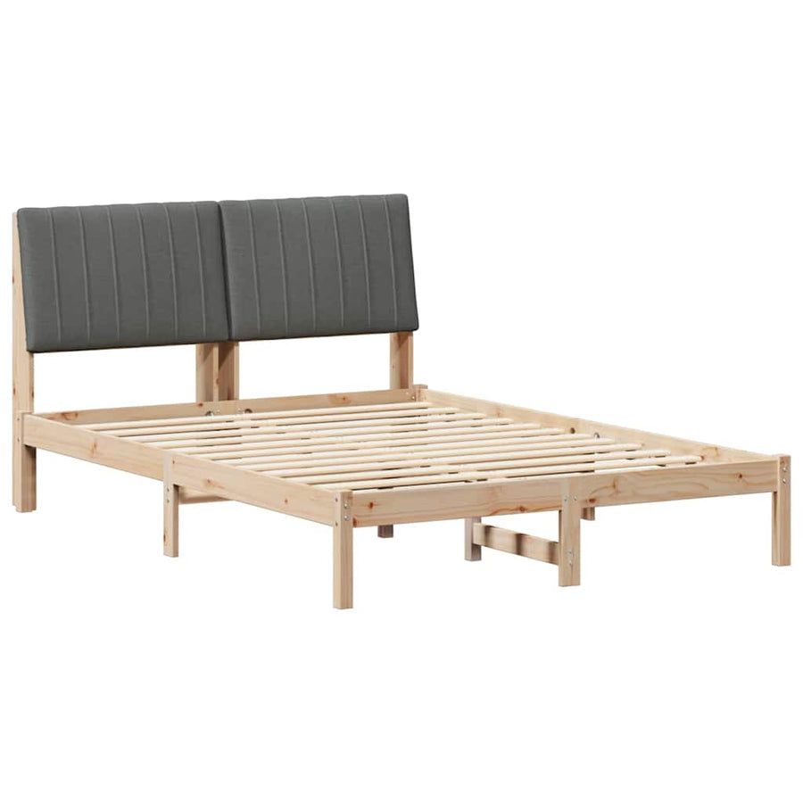 Bed Frame with Headboard Brown 135 x 190 cm Solid Pine Wood