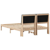 Bed Frame with Headboard Brown 135 x 190 cm Solid Pine Wood - Close-Up Angle
