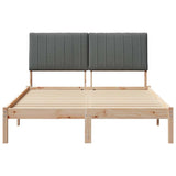 Bed Frame with Headboard Brown 135 x 190 cm Solid Pine Wood - 45-Degree Angle