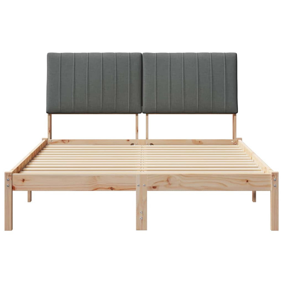 Bed Frame with Headboard Brown 135 x 190 cm Solid Pine Wood