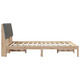 Bed Frame with Headboard Brown 135 x 190 cm Solid Pine Wood - Rear View