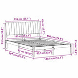 Bed Frame with Headboard Brown 135 x 190 cm Solid Pine Wood - Extra Image