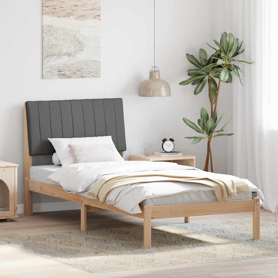 Bed Frame with Headboard Brown 90 x 190 cm Solid Pine Wood