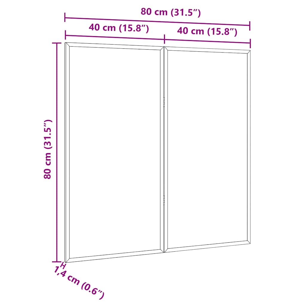 Bulletin Board Folding White 80 x 80 x 1.4 cm Solid pine wood