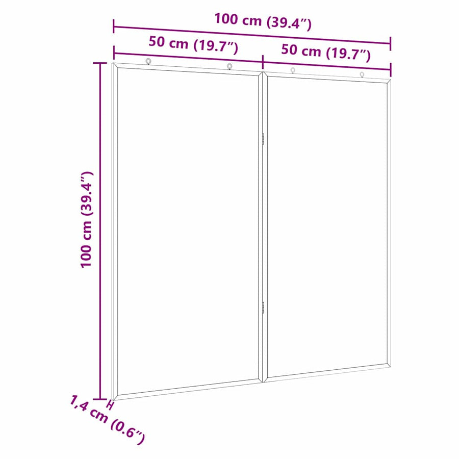 Bulletin Board Folding Black 100 x 100 x 1.4 cm Solid pine wood