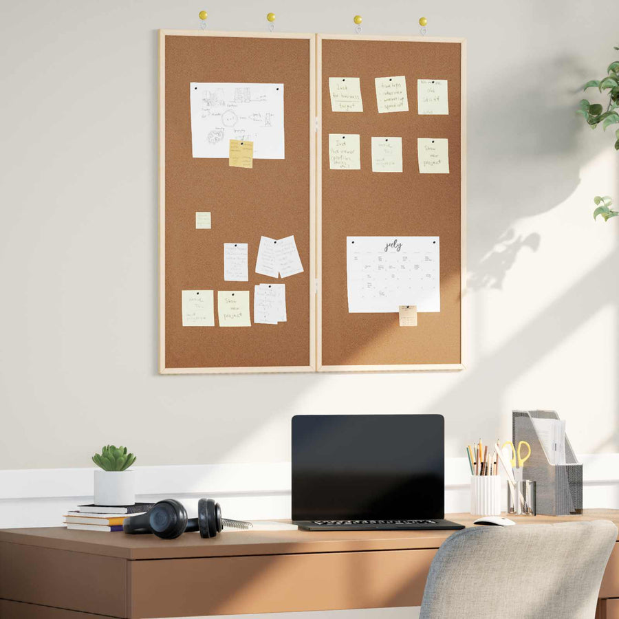 Bulletin Board 80 x 80 x 1.4 cm Solid pine wood Brown Foldable