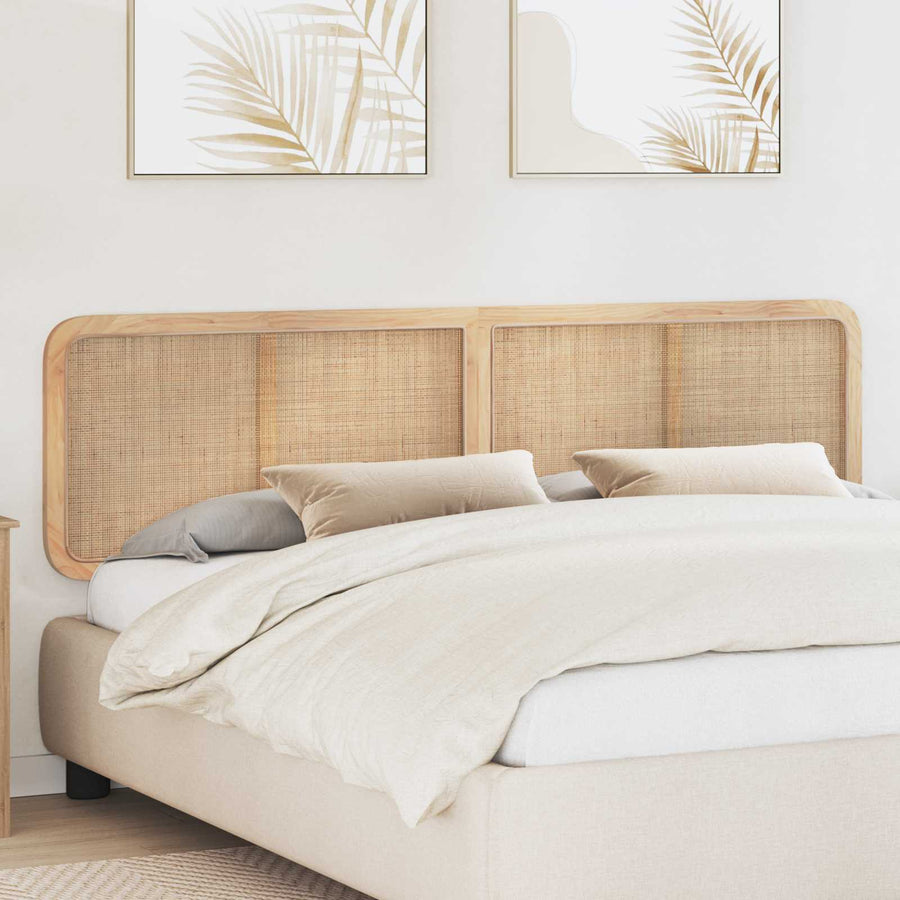 Headboard with Headboard Natural 200 x 55 x 3 cm Rattan