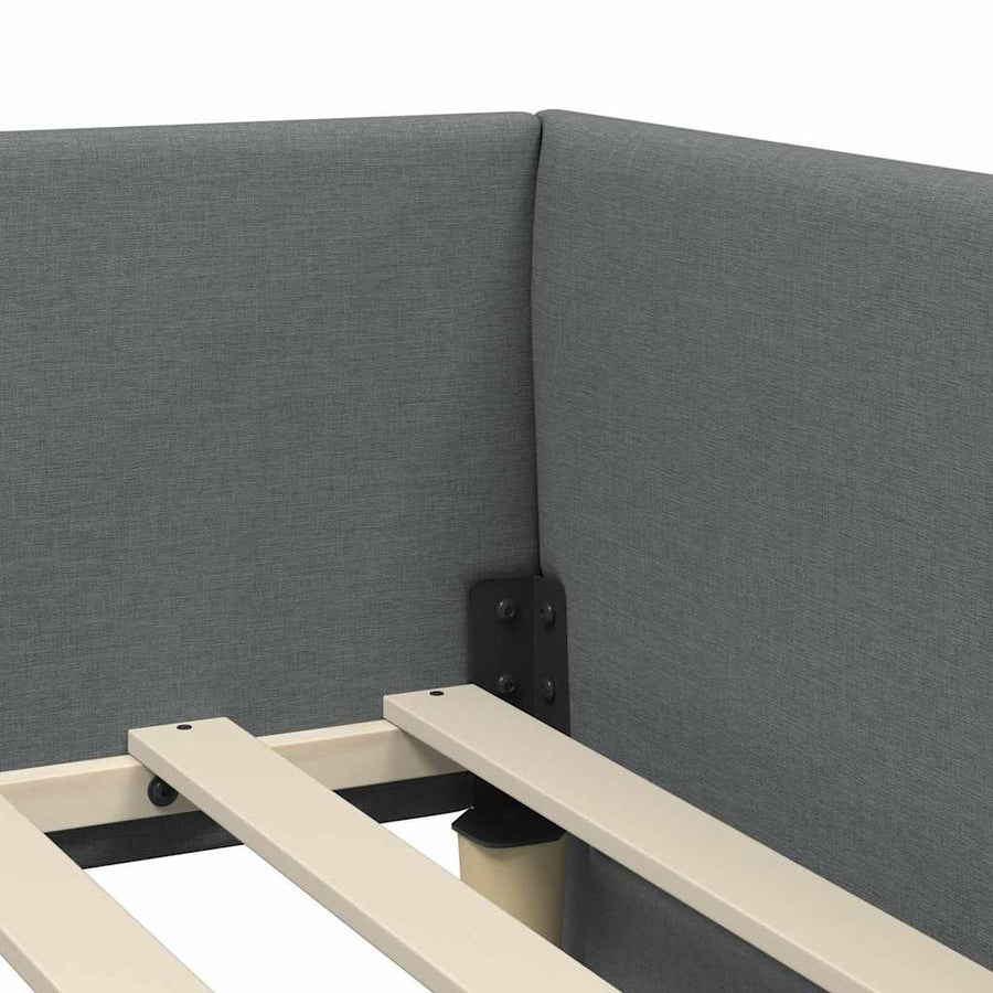Corner Bed Frame Dark Grey 90 x 190 cm Fabric