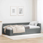Corner Bed Frame Dark Grey 90 x 190 cm Fabric