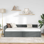 Corner Bed Frame Dark Grey 90 x 190 cm Fabric