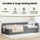 Corner Bed Frame with Headboard Dark Grey 90 cm x 190 cm Fabric - Extra Image