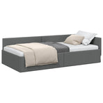 Corner Bed Frame Dark Grey 90 x 190 cm Fabric