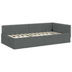 Corner Bed Frame Dark Grey 90 x 190 cm Fabric