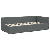 Corner Bed Frame with Headboard Dark Grey 90 cm x 190 cm Fabric - Top-Down View