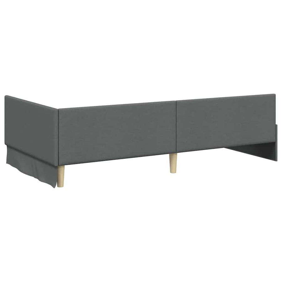 Corner Bed Frame Dark Grey 90 x 190 cm Fabric