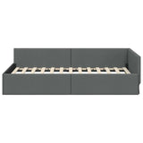 Corner Bed Frame with Headboard Dark Grey 90 cm x 190 cm Fabric