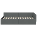 Corner Bed Frame Dark Grey 90 x 190 cm Fabric