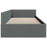 Corner Bed Frame with Headboard Dark Grey 90 cm x 190 cm Fabric - Rear View