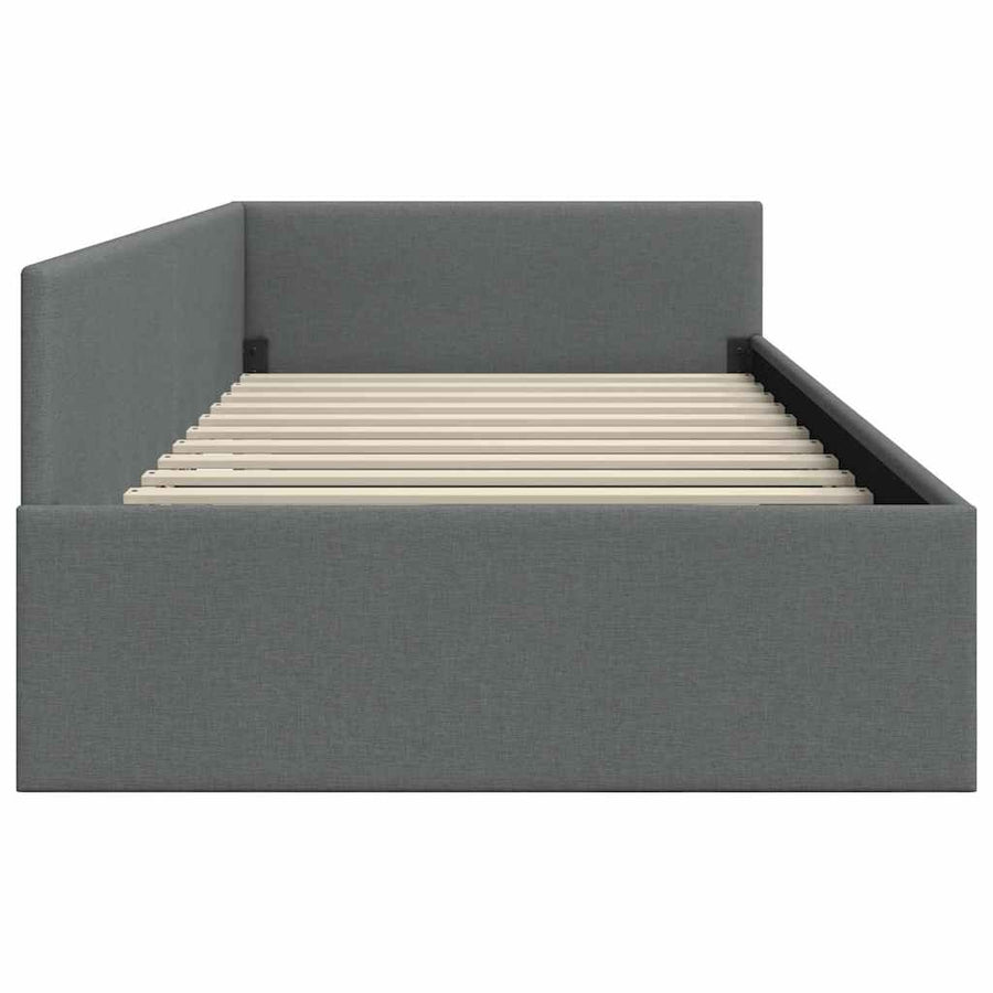 Corner Bed Frame Dark Grey 90 x 190 cm Fabric