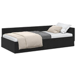 Corner Bed Frame Black 90 x 190 cm Velvet